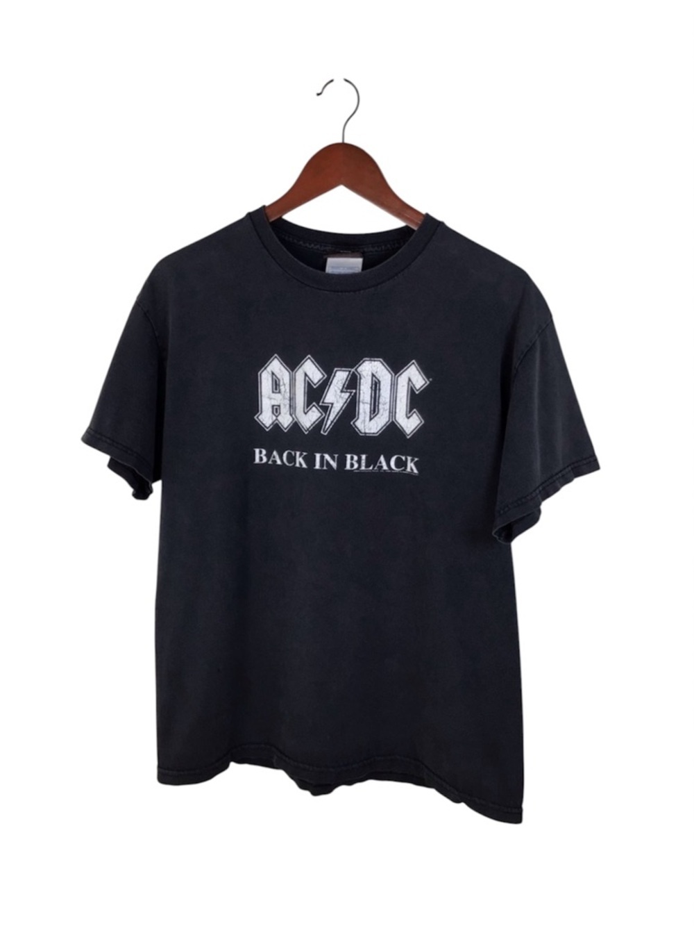 Vintage AC/DC Faded Black T-Shirt Size Large.